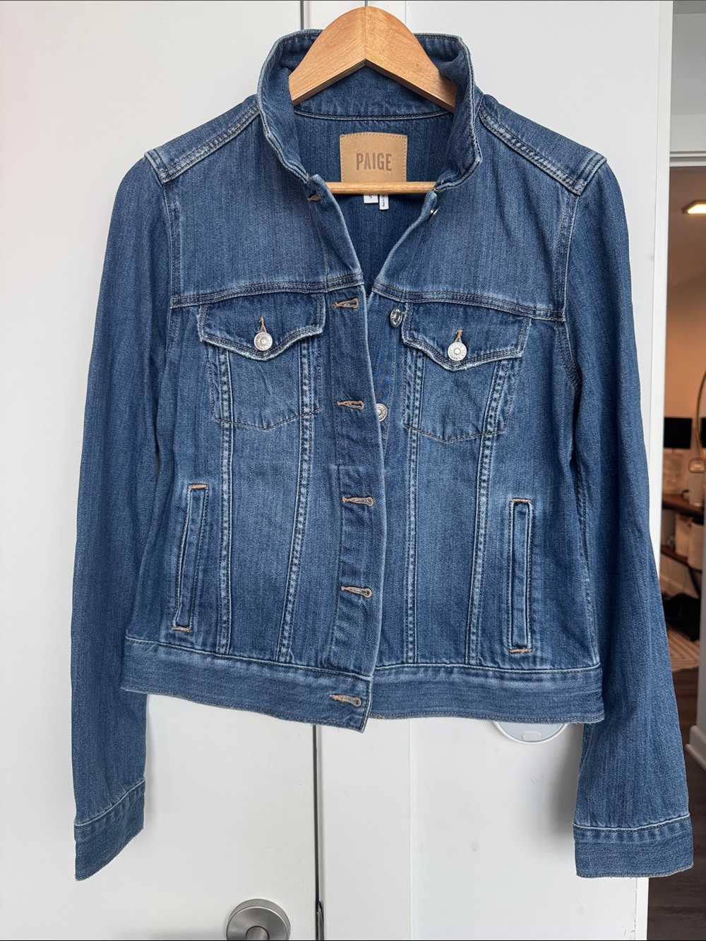PAIGE Medium Blue Denim Jean Jacket